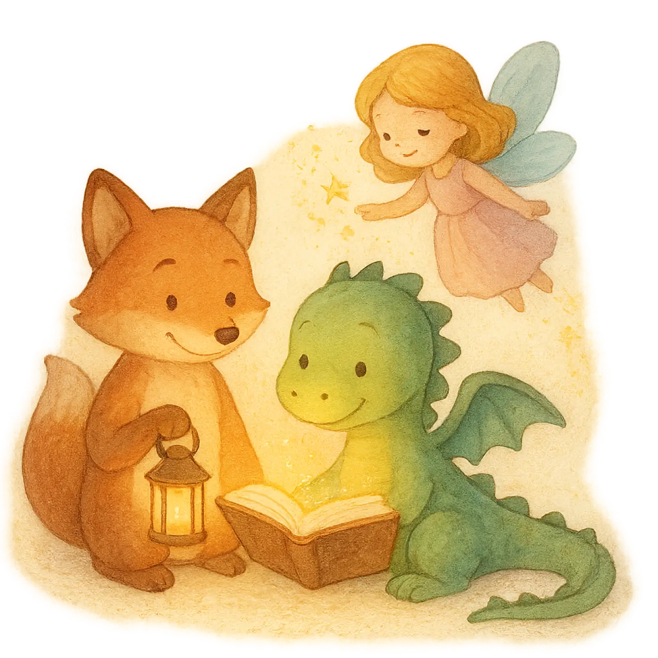 Kids reading with cozy animal friends